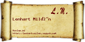 Lenhart Milán névjegykártya